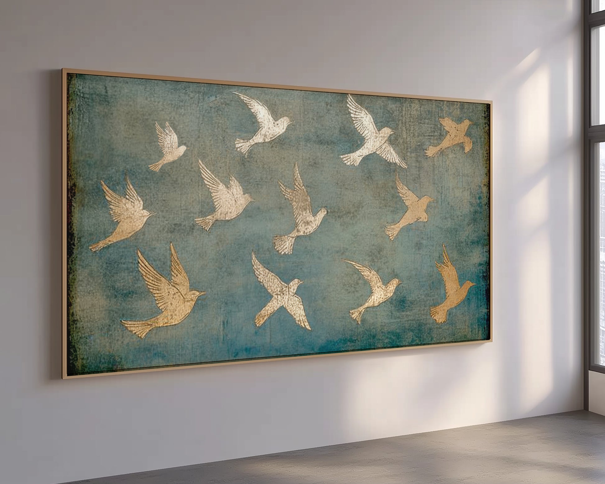 PSALM 91 Wall Decor - Gold Birds Art  - Float Frame Canvas