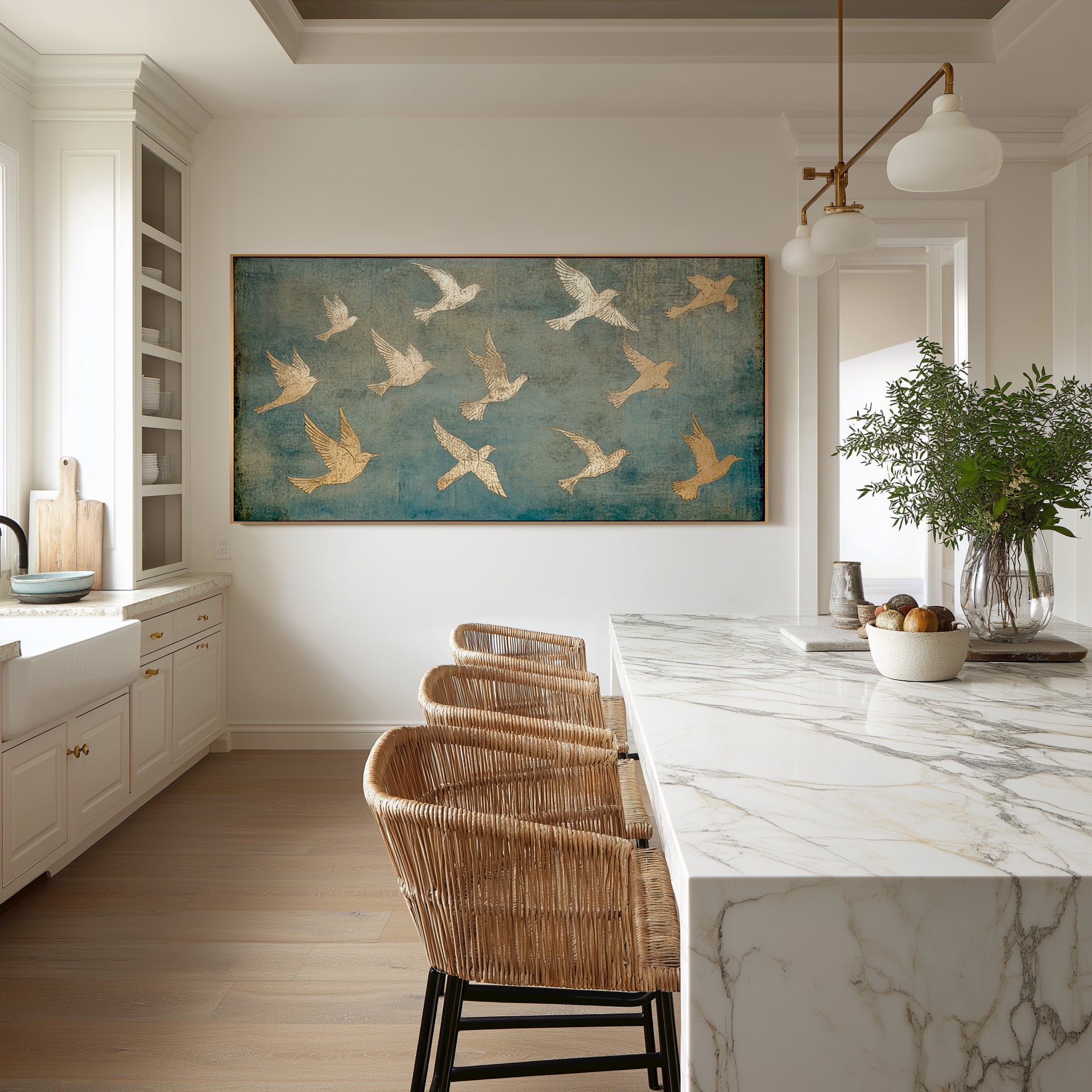 PSALM 91 Wall Decor - Gold Birds Art  - Float Frame Canvas