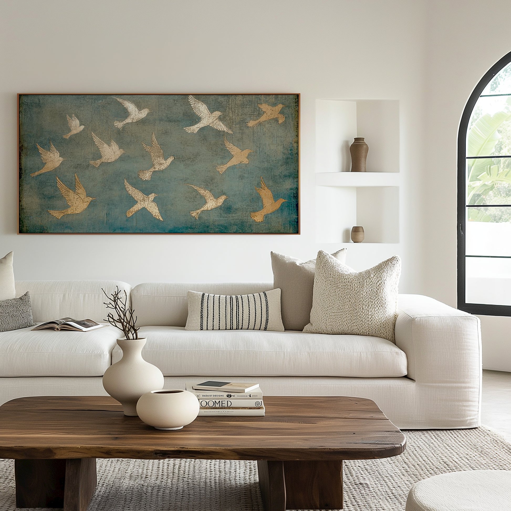 PSALM 91 Wall Decor - Gold Birds Art  - Float Frame Canvas