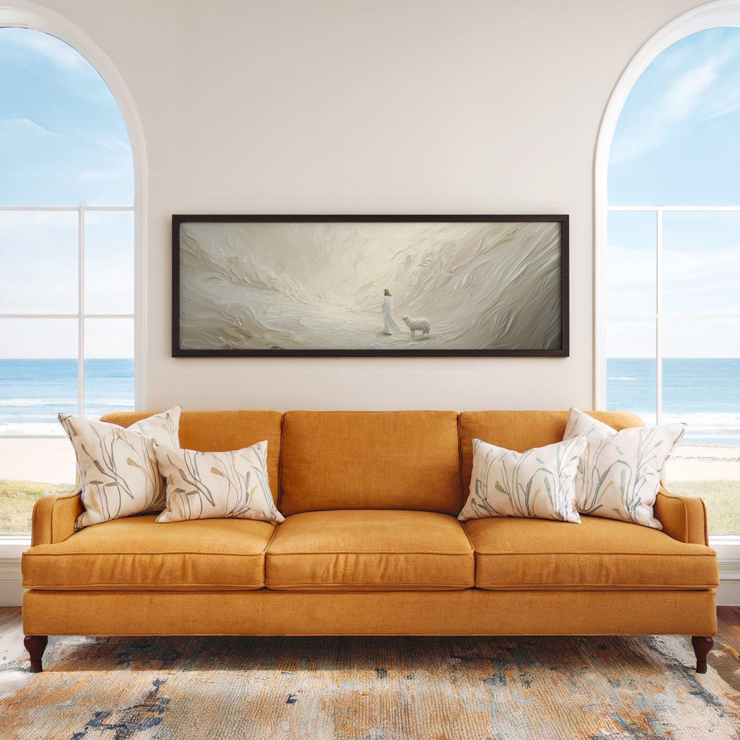 Parábola de la oveja perdida - Lienzo con marco flotante