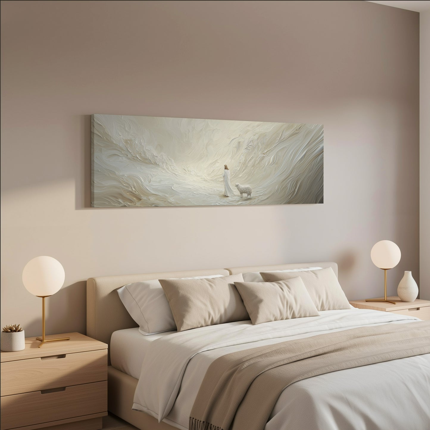 Parábola de la oveja perdida - Lienzo con marco flotante