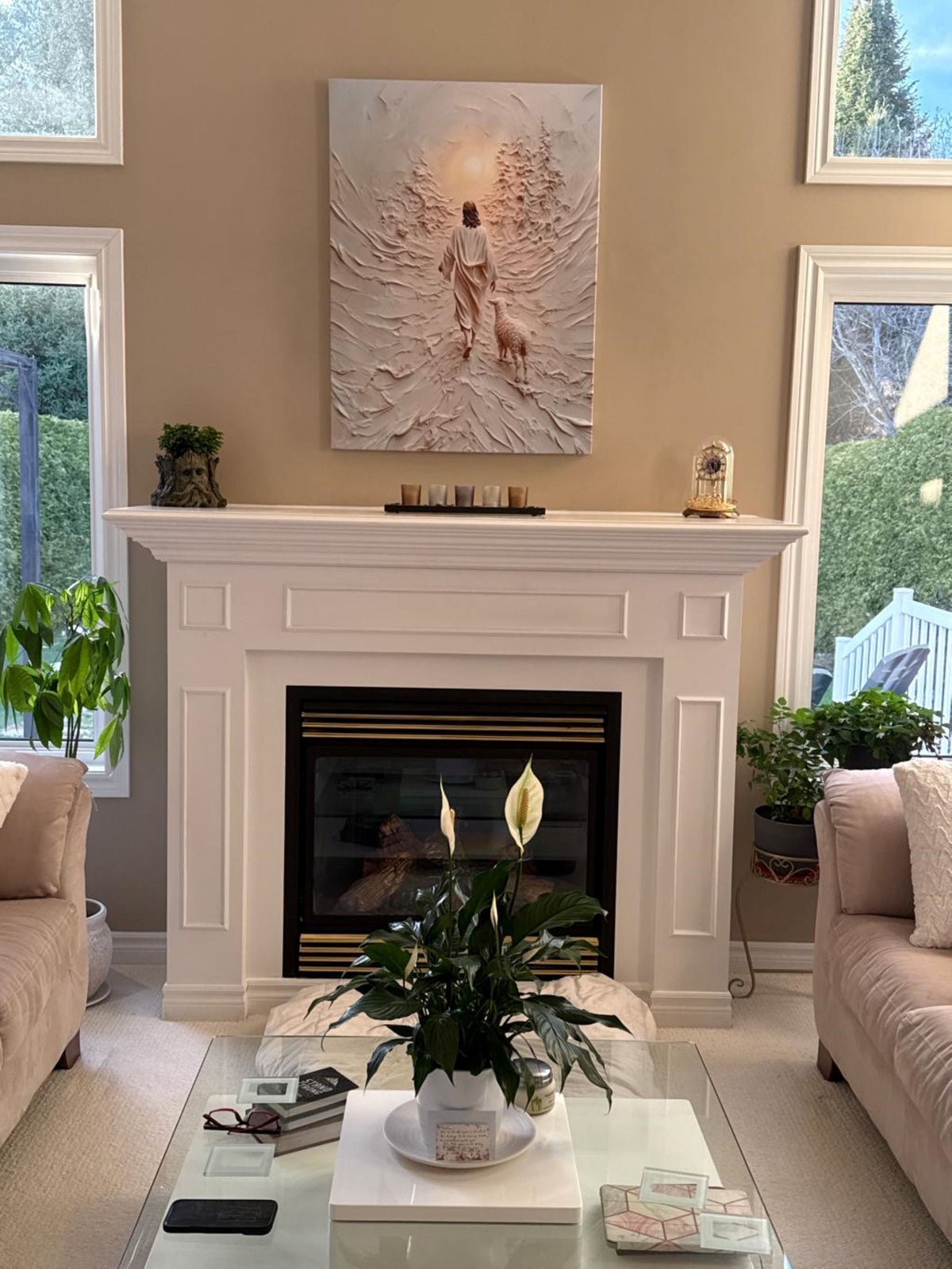 Jesus Leaves the 99 Wall Art, Modern Christian Artwork 3D Effect - Float Frame Canvas