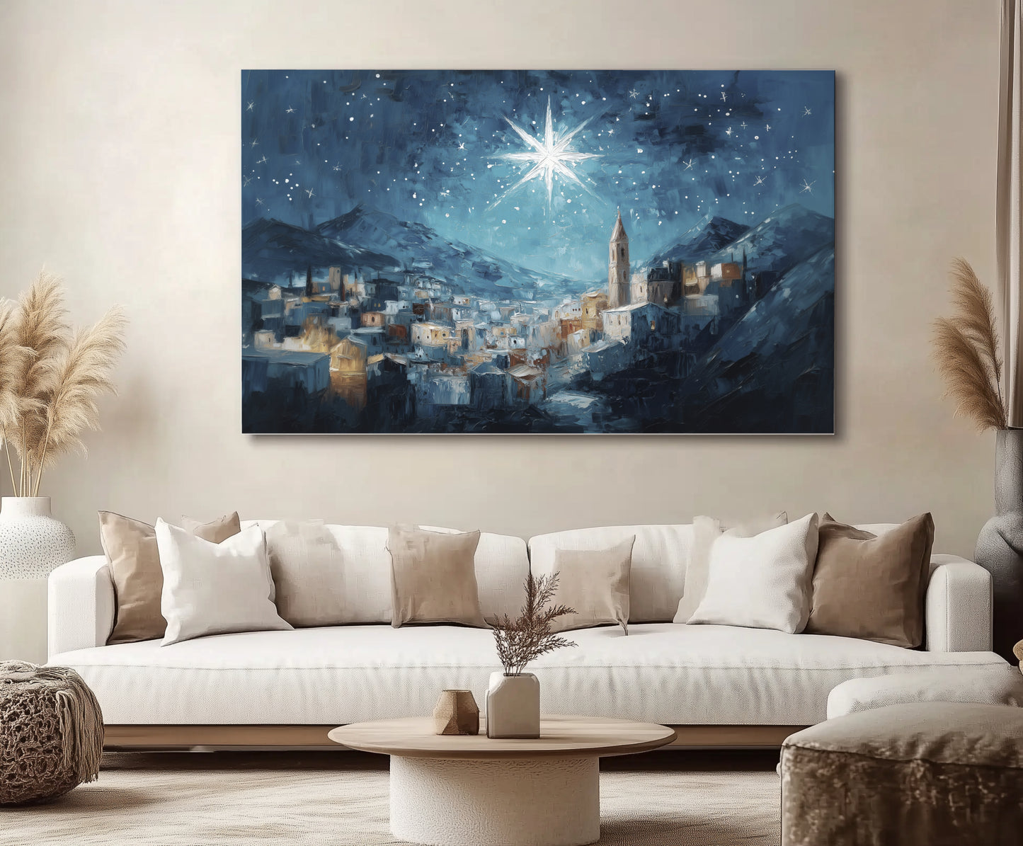 Noche de paz La estrella de Navidad - Lienzo estirado