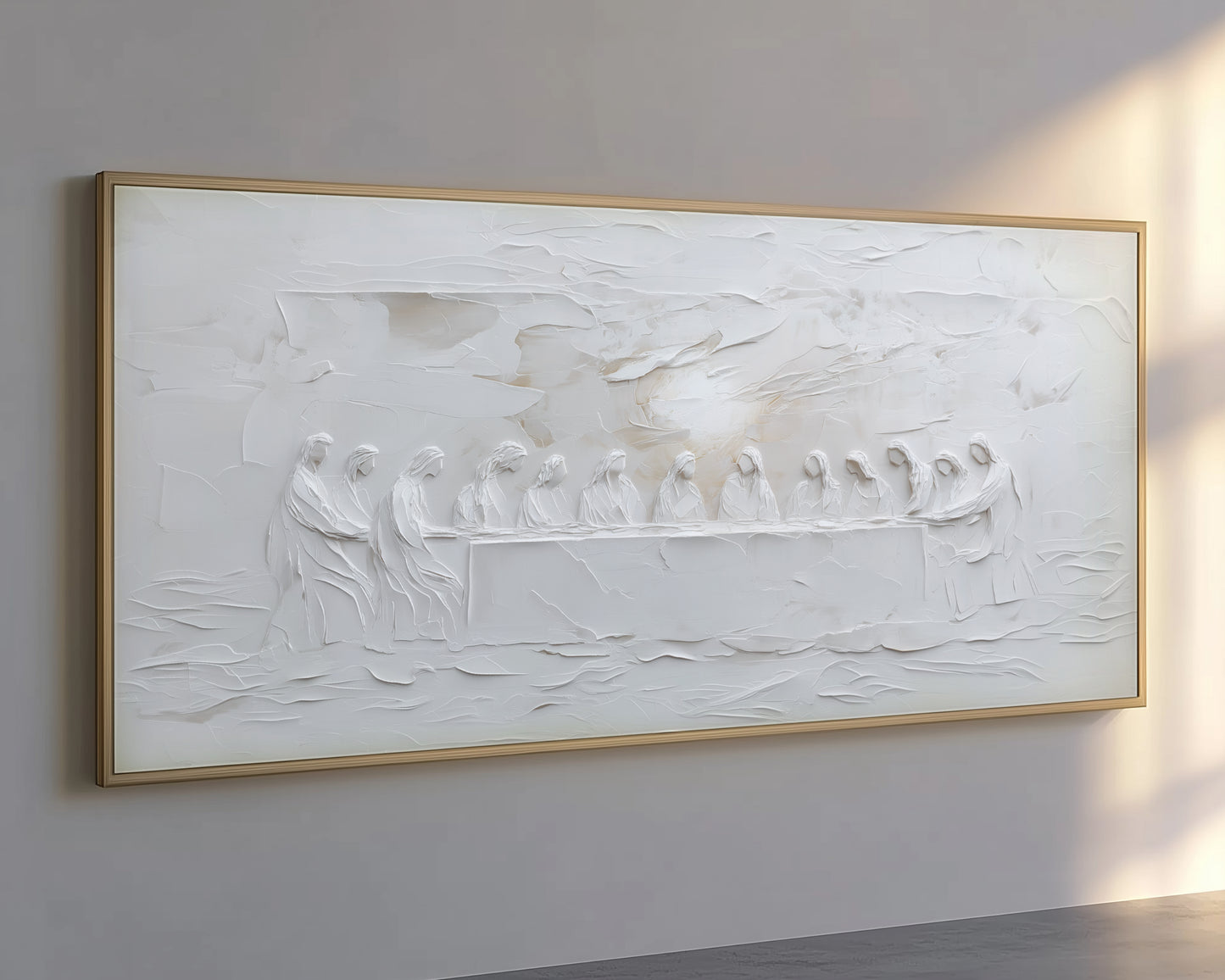 La Última Cena Abstracto Gris Suave - Lienzo con Marco Flotante