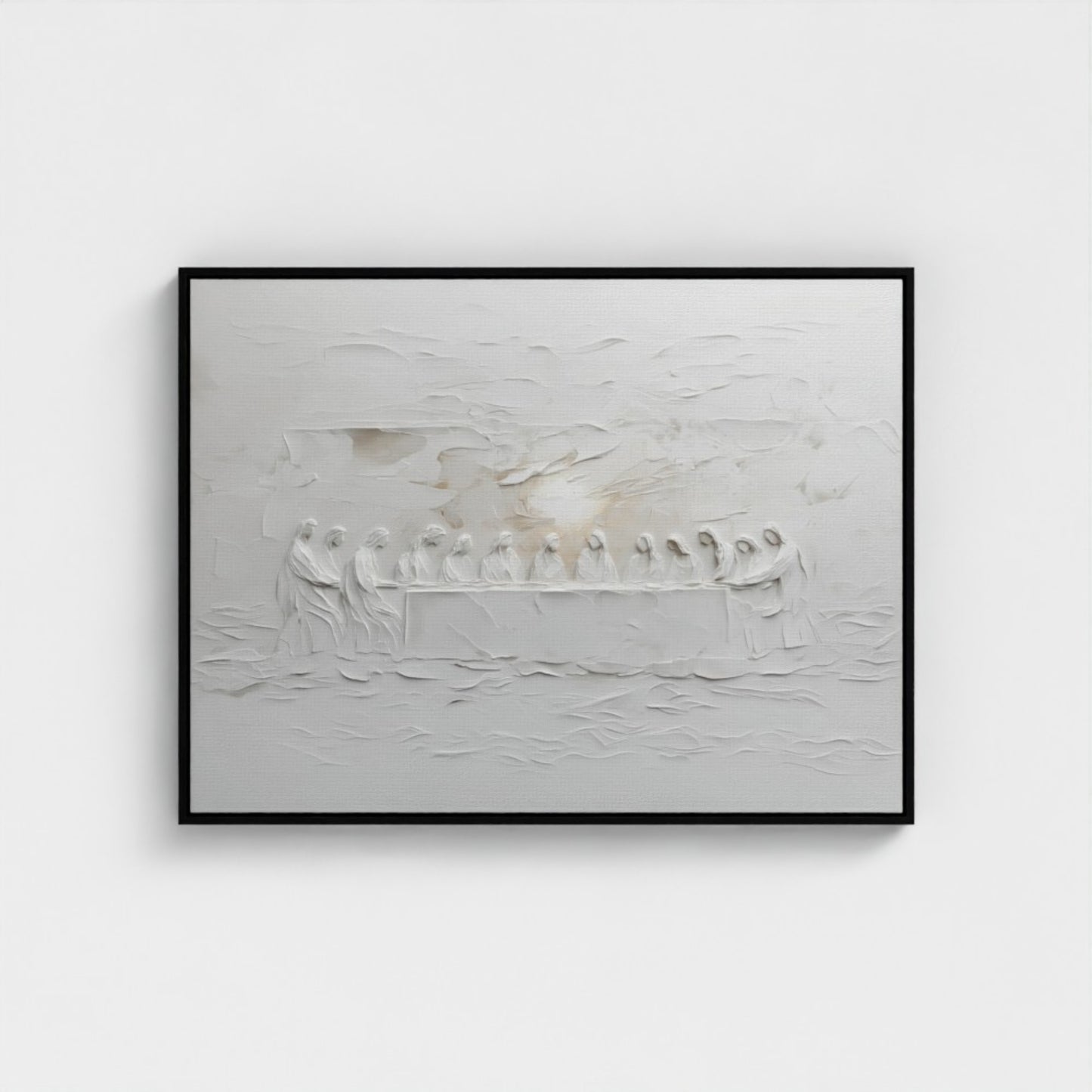 La Última Cena Abstracto Gris Suave - Lienzo con Marco Flotante