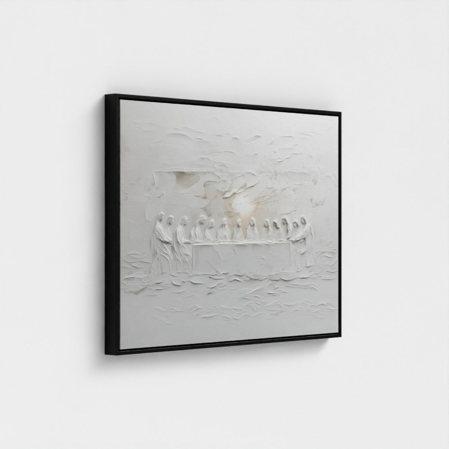 La Última Cena Abstracto Gris Suave - Lienzo con Marco Flotante