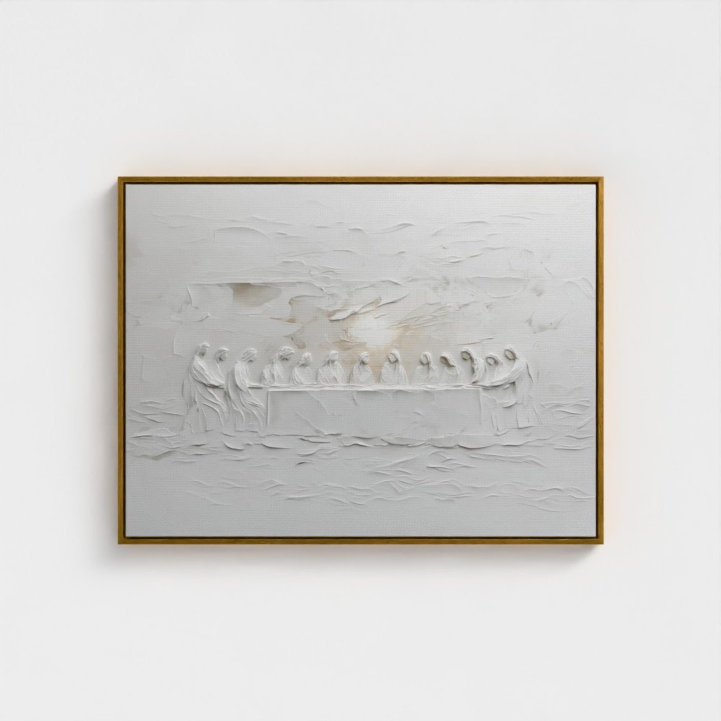 La Última Cena Abstracto Gris Suave - Lienzo con Marco Flotante