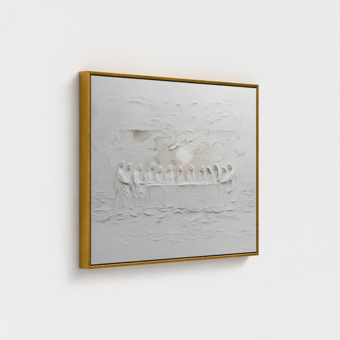 La Última Cena Abstracto Gris Suave - Lienzo con Marco Flotante