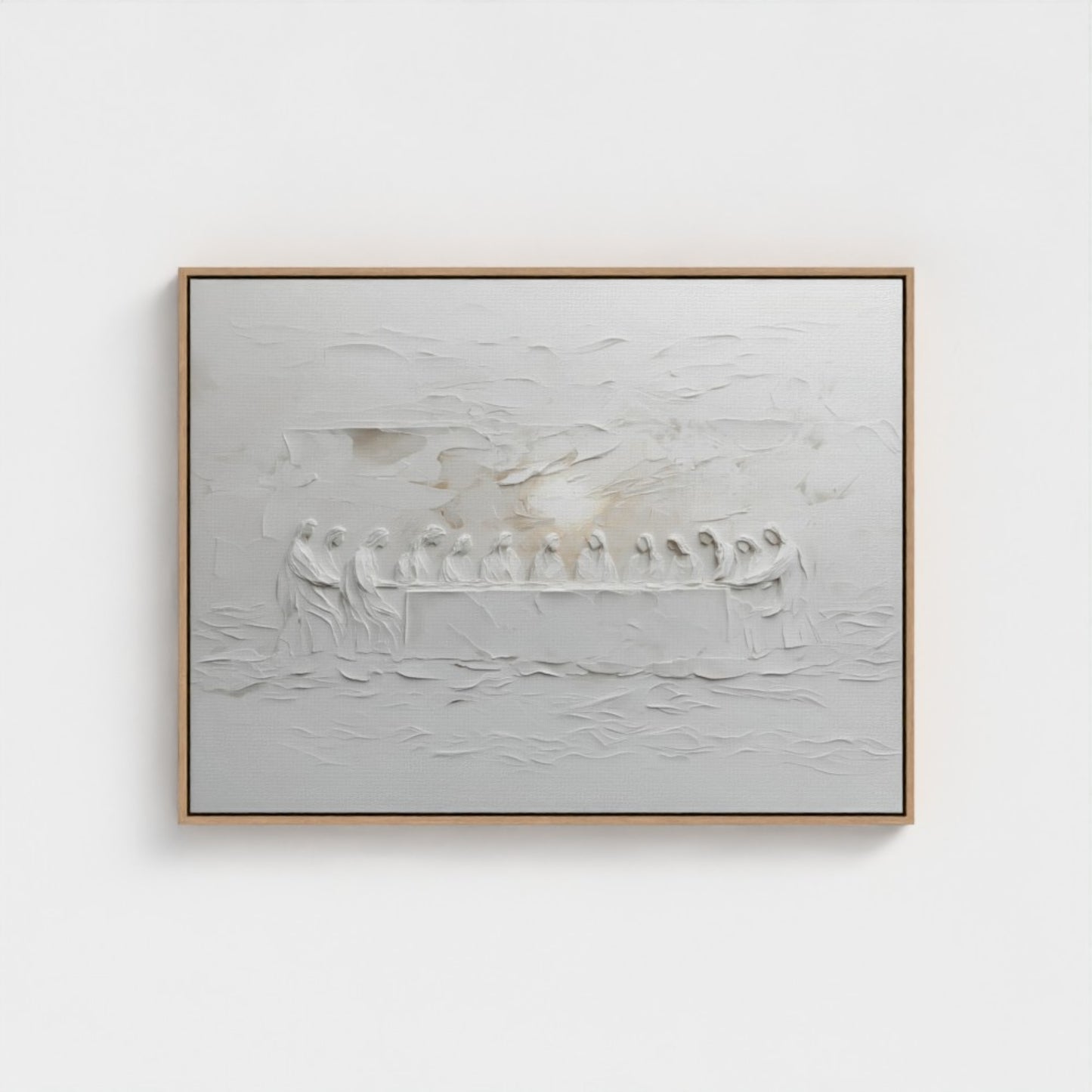 La Última Cena Abstracto Gris Suave - Lienzo con Marco Flotante