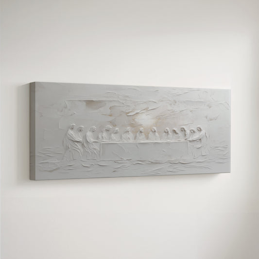 The Last Supper Abstract Soft Grey - Stretched Canvas