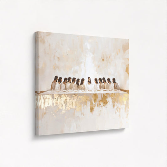 La Última Cena Abstracto Dorado - Lienzo Estirado