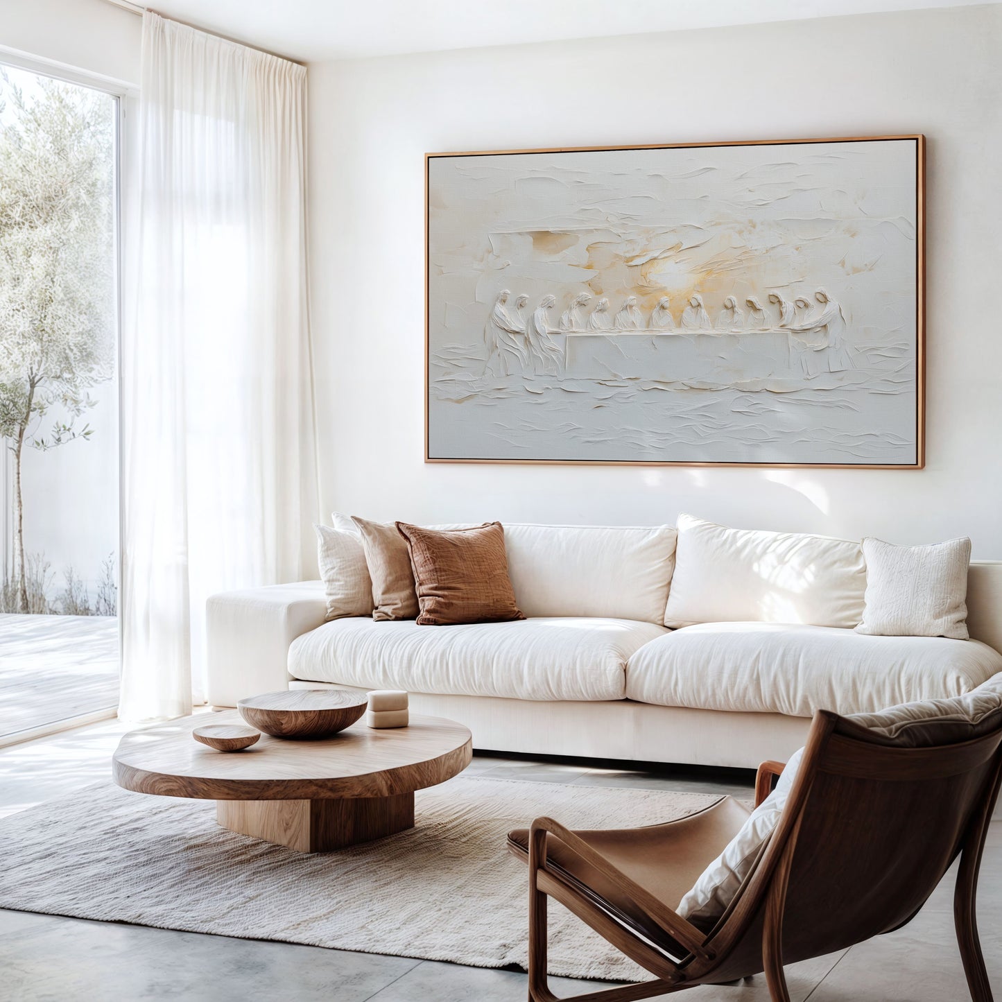 La Última Cena: Representación escénica abstracta - Lienzo con marco flotante