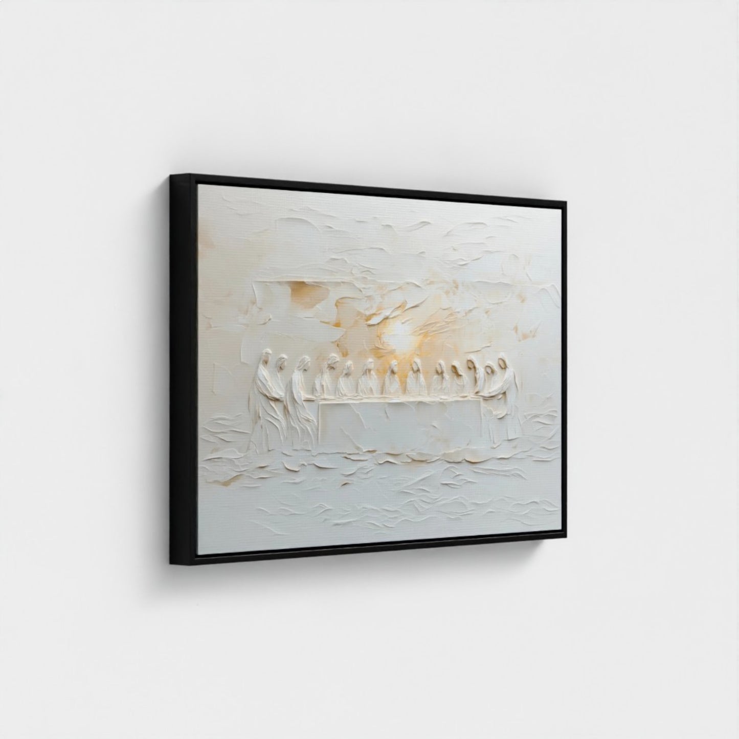 La Última Cena: Representación escénica abstracta - Lienzo con marco flotante