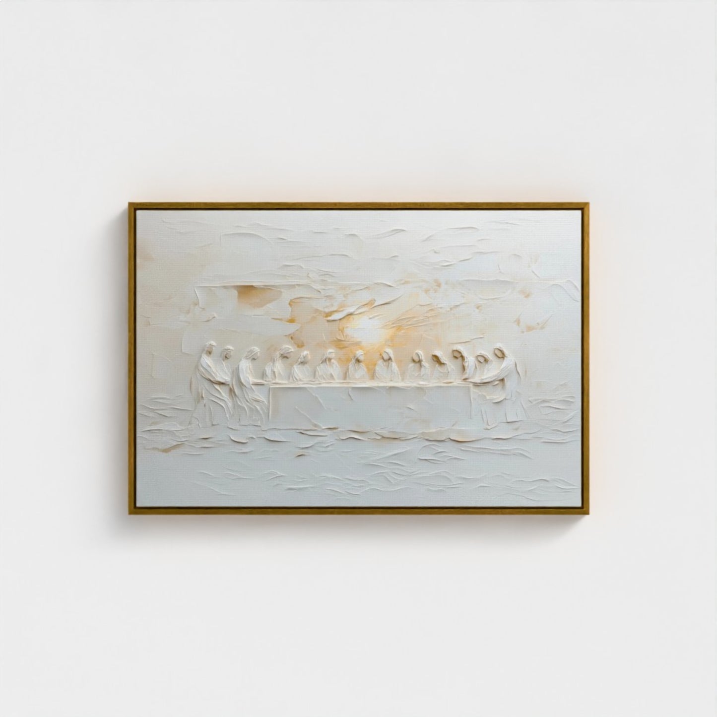 La Última Cena: Representación escénica abstracta - Lienzo con marco flotante