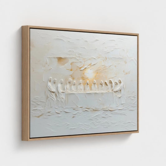 La Última Cena: Representación escénica abstracta - Lienzo con marco flotante