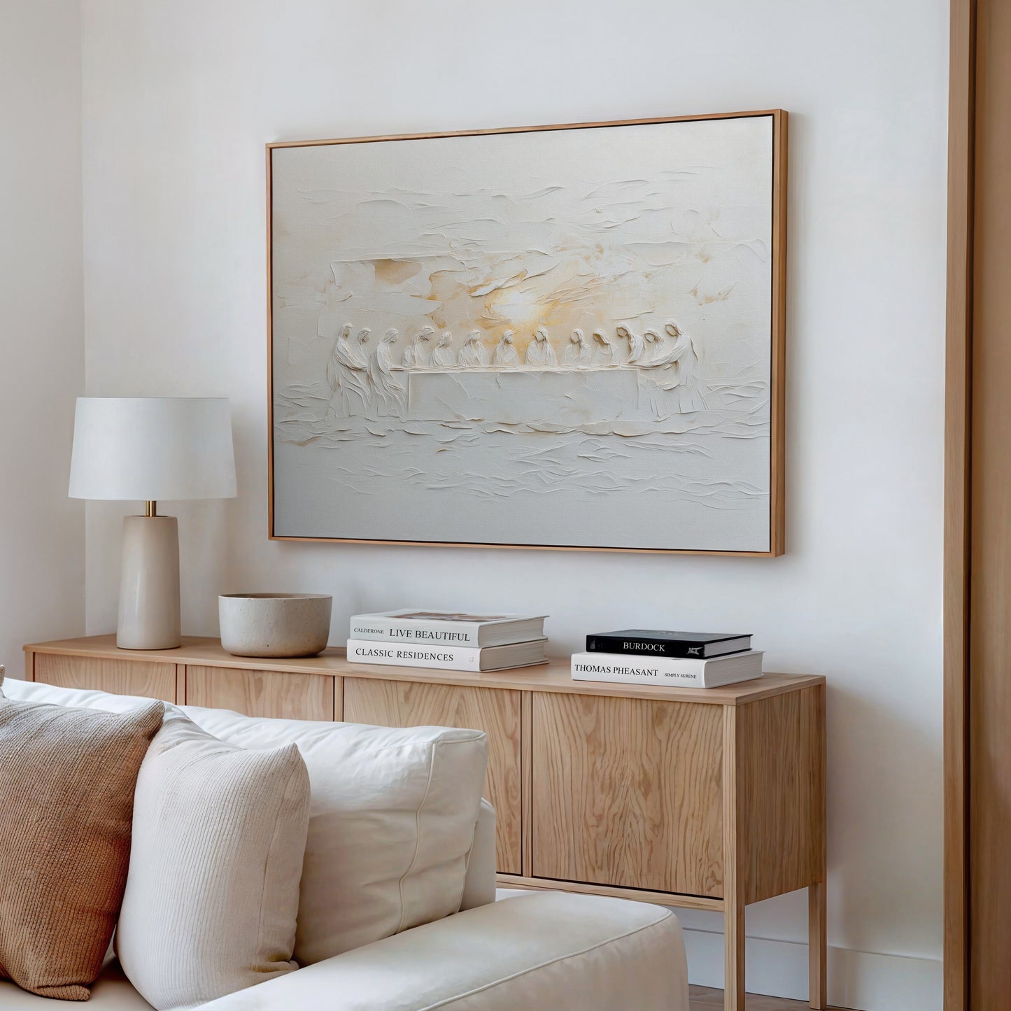 La Última Cena: Representación escénica abstracta - Lienzo con marco flotante