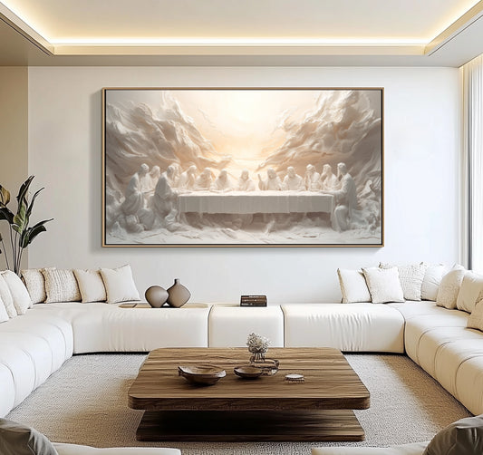 Jesus Last Supper Abstract - Float Frame Canvas