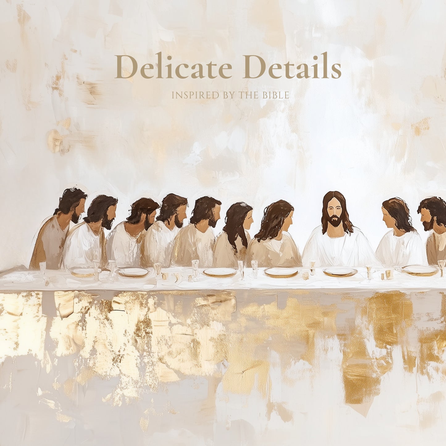 La Última Cena Abstracto Dorado - Lienzo Estirado