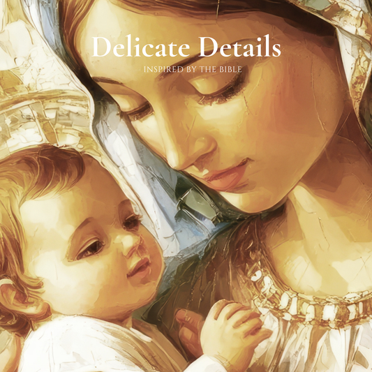 Virgen María abrazando al Niño Jesús beige - Lienzo estirado