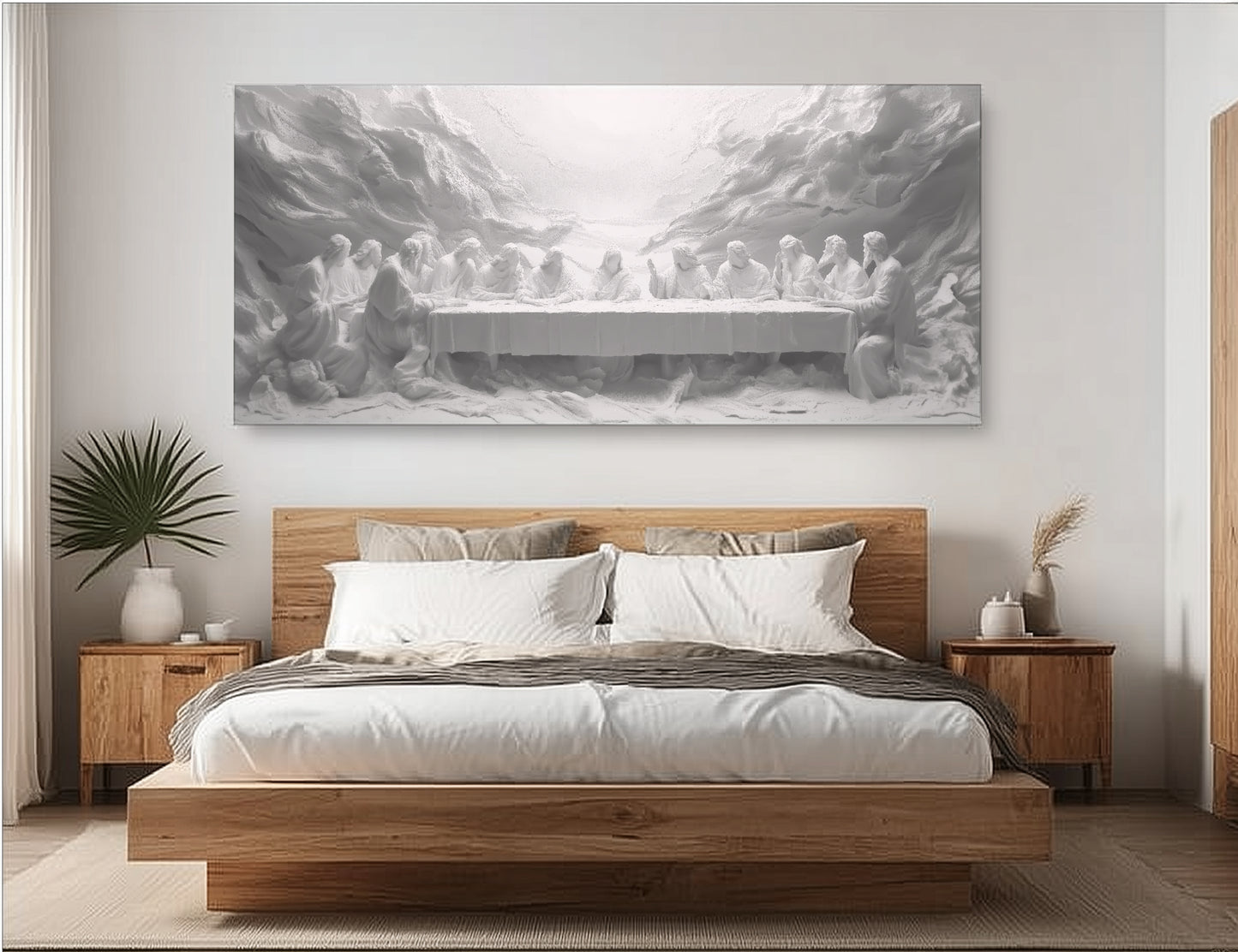 Jesus Last Supper Black and White  - Float Frame Canvas