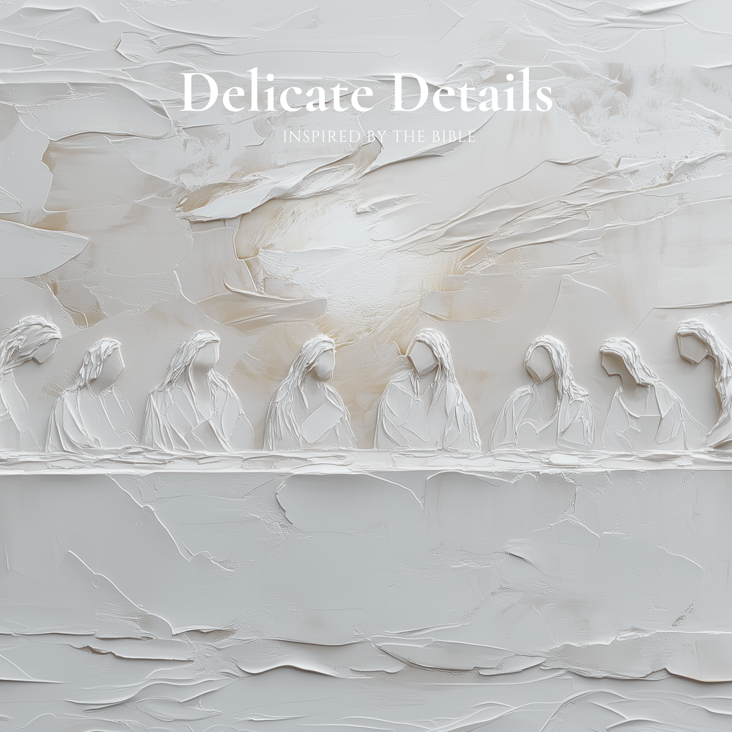 Representación escénica de La Última Cena, abstracta, gris suave - Lienzo estirado