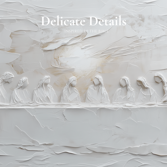 Representación escénica de La Última Cena, abstracta, gris suave - Lienzo estirado