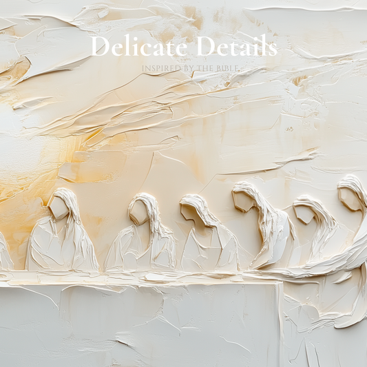 Representación escénica de La Última Cena, abstracto, beige - Lienzo estirado