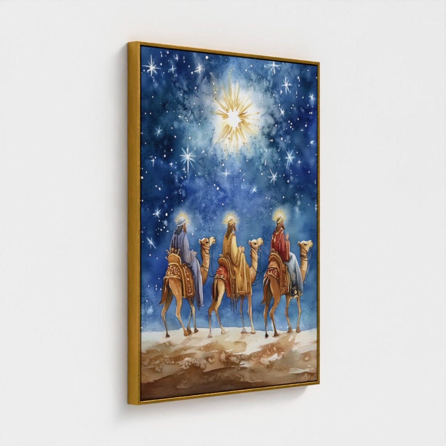 Estrella de Navidad de los Reyes Magos - Lienzo con marco flotante
