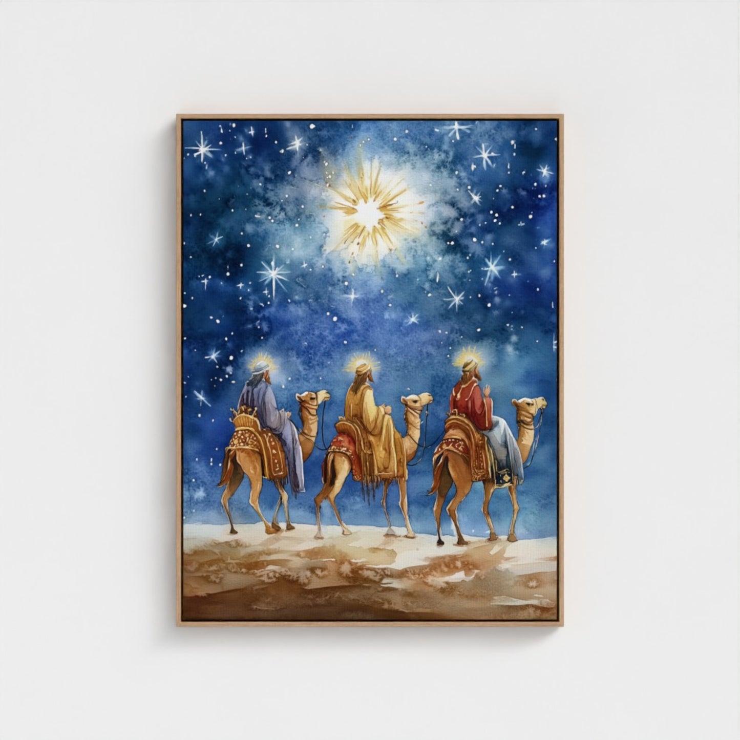 Estrella de Navidad de los Reyes Magos - Lienzo con marco flotante