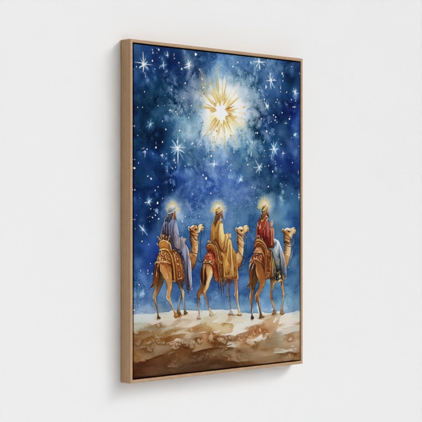 Estrella de Navidad de los Reyes Magos - Lienzo con marco flotante