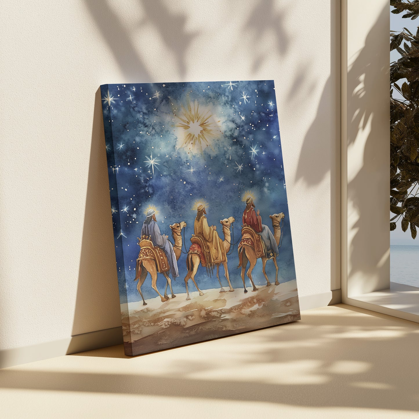 Estrella de Navidad de los Reyes Magos - Lienzo estirado