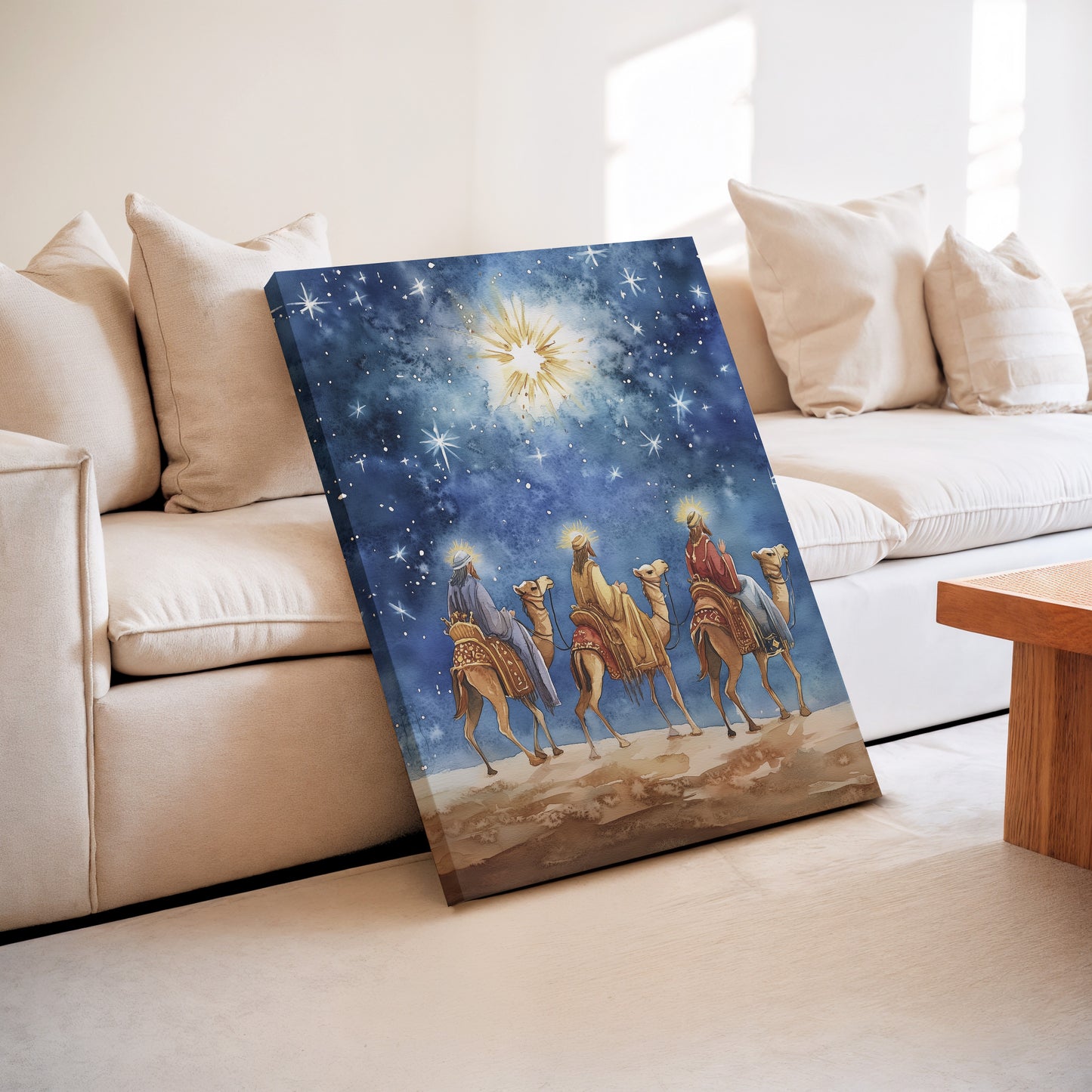 Estrella de Navidad de los Reyes Magos - Lienzo con marco flotante