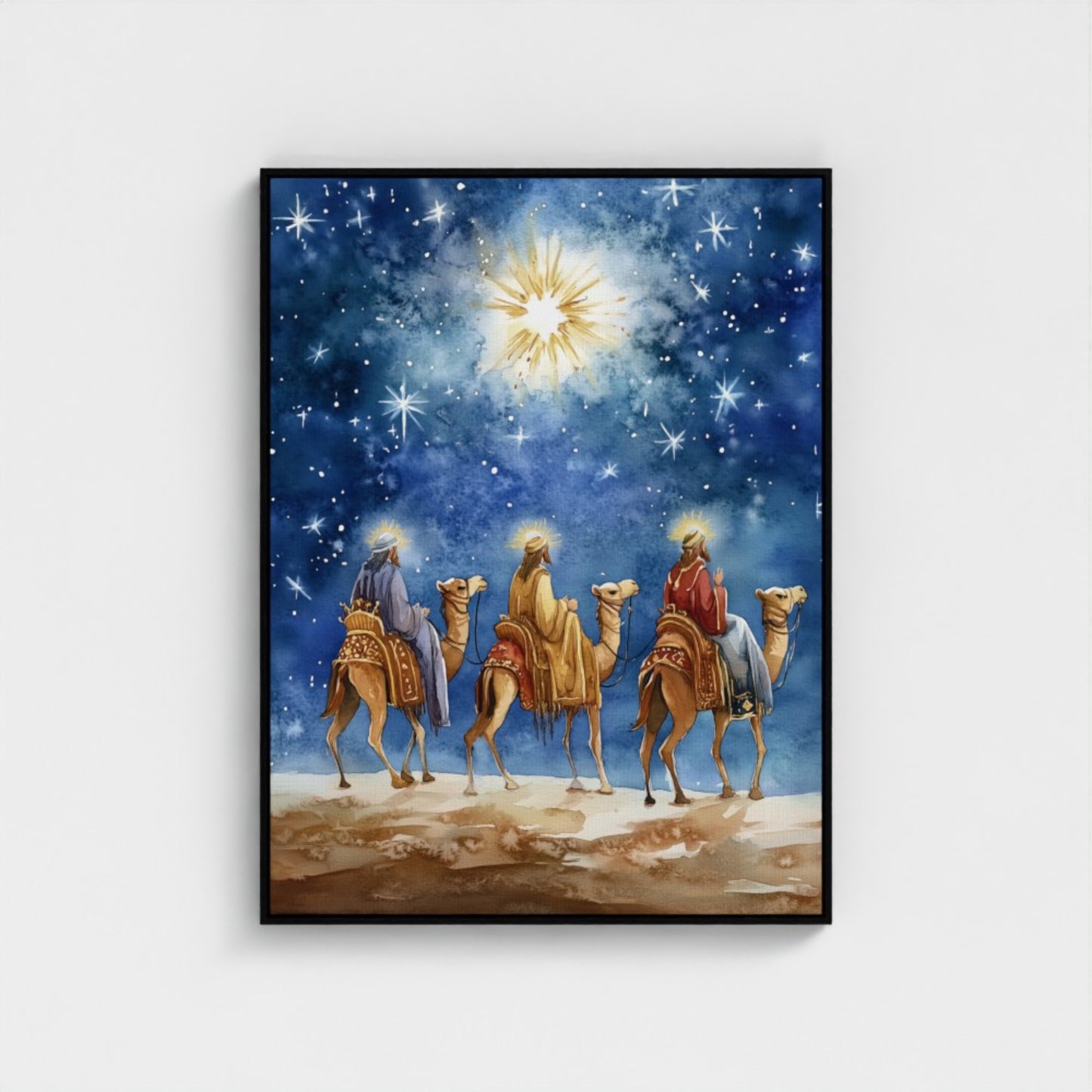 Estrella de Navidad de los Reyes Magos - Lienzo con marco flotante