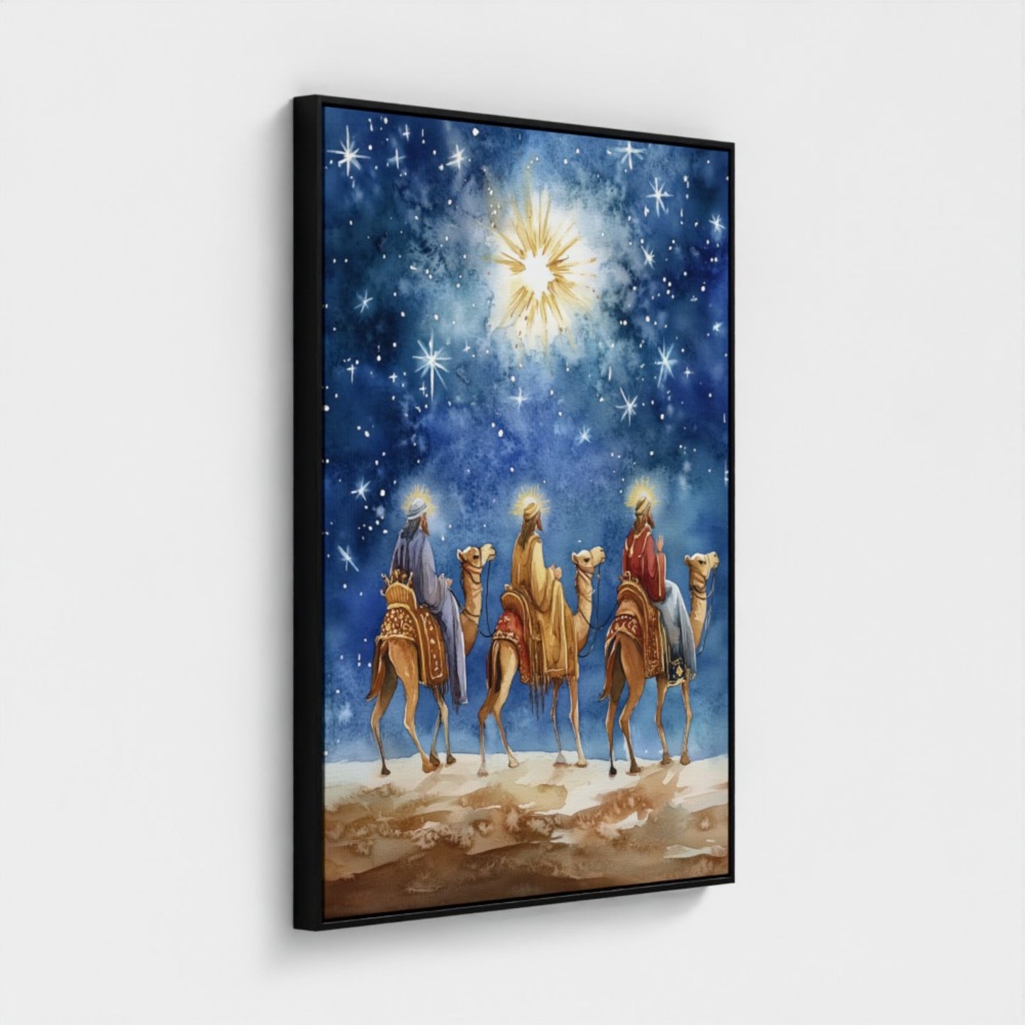 Estrella de Navidad de los Reyes Magos - Lienzo con marco flotante