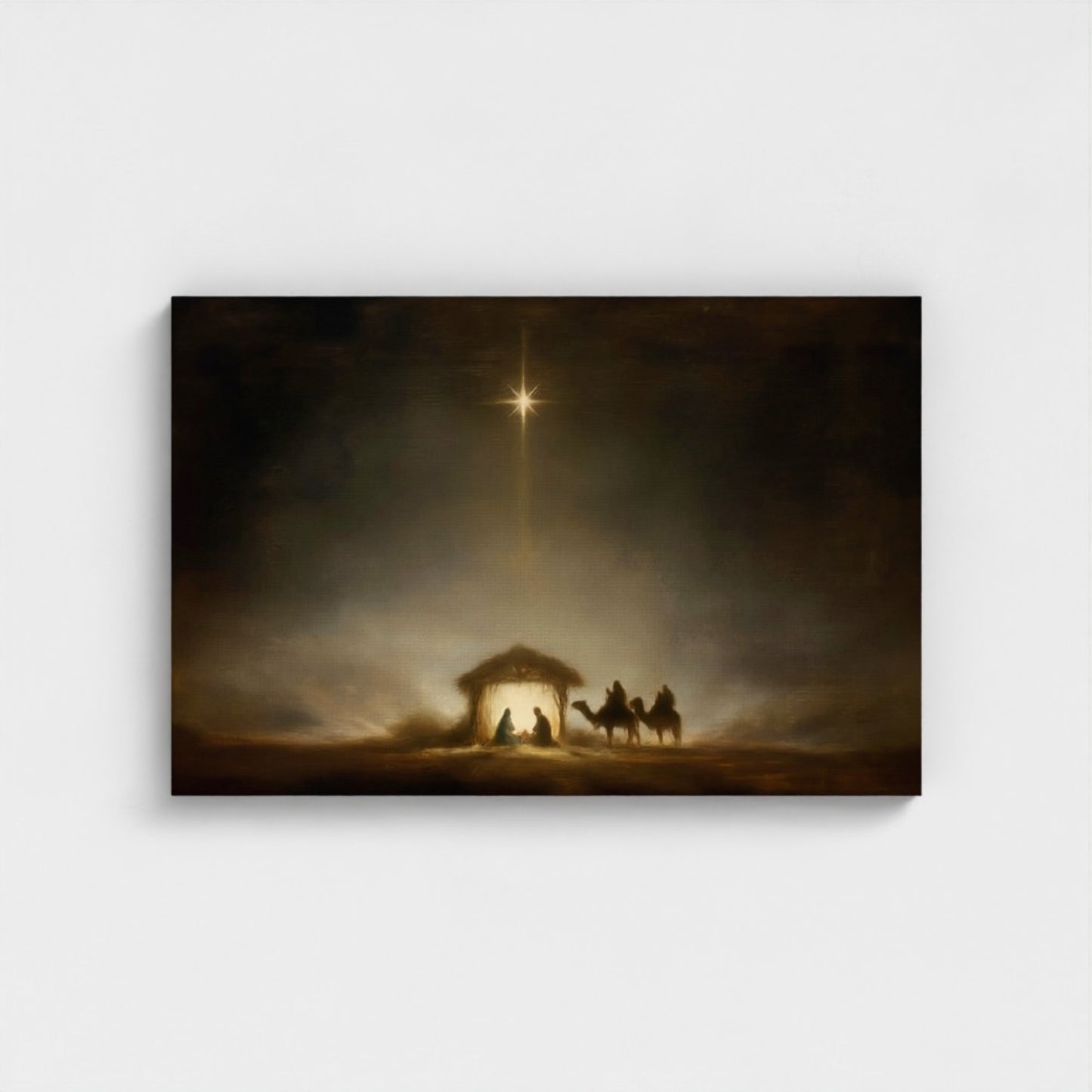 Estrella de Belén de la Noche Santa vintage - Lienzo con marco flotante