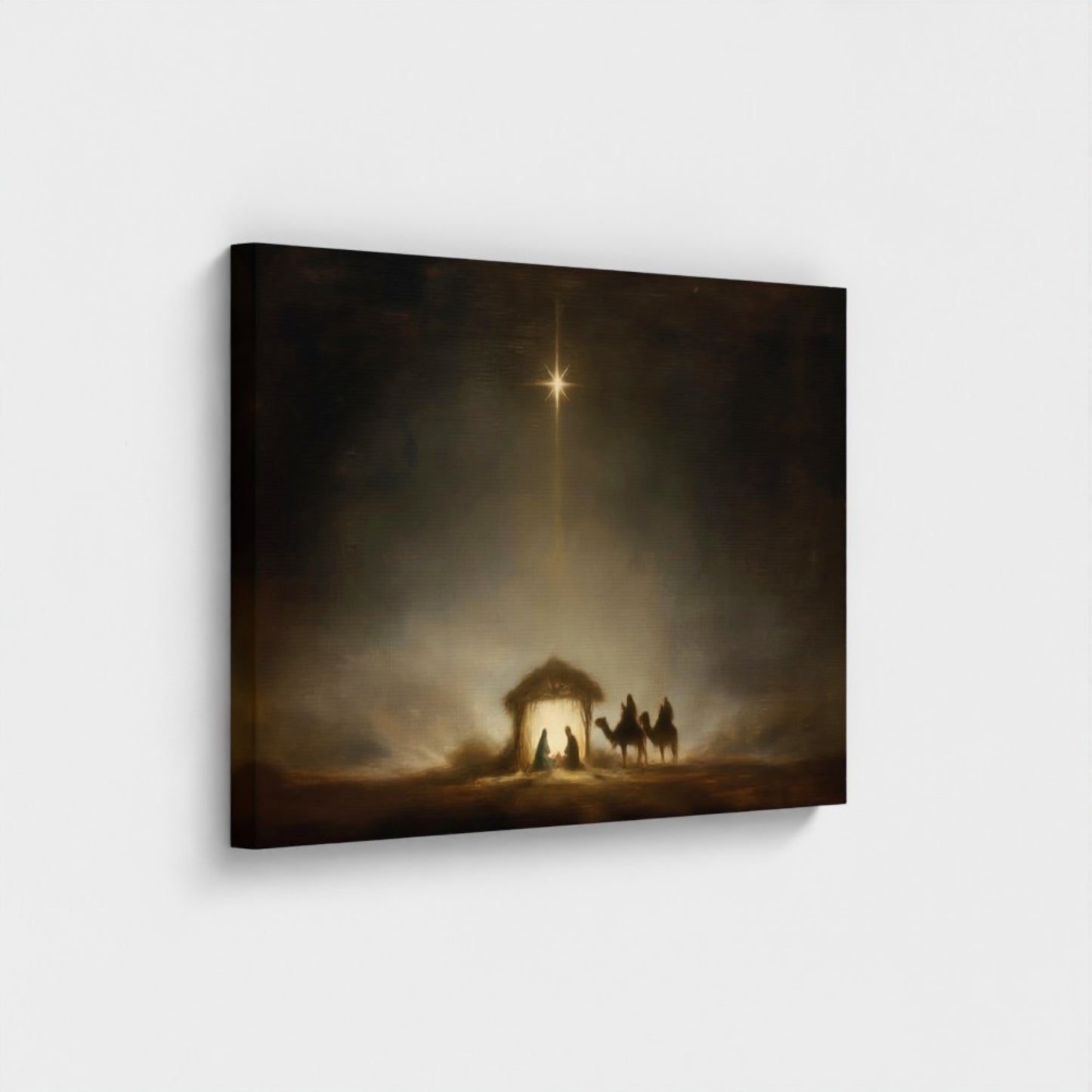 Estrella de Belén de la Noche Santa vintage - Lienzo con marco flotante