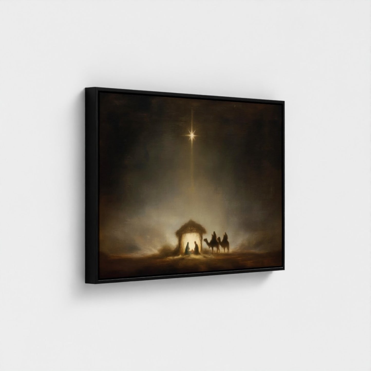 Estrella de Belén de la Noche Santa vintage - Lienzo con marco flotante