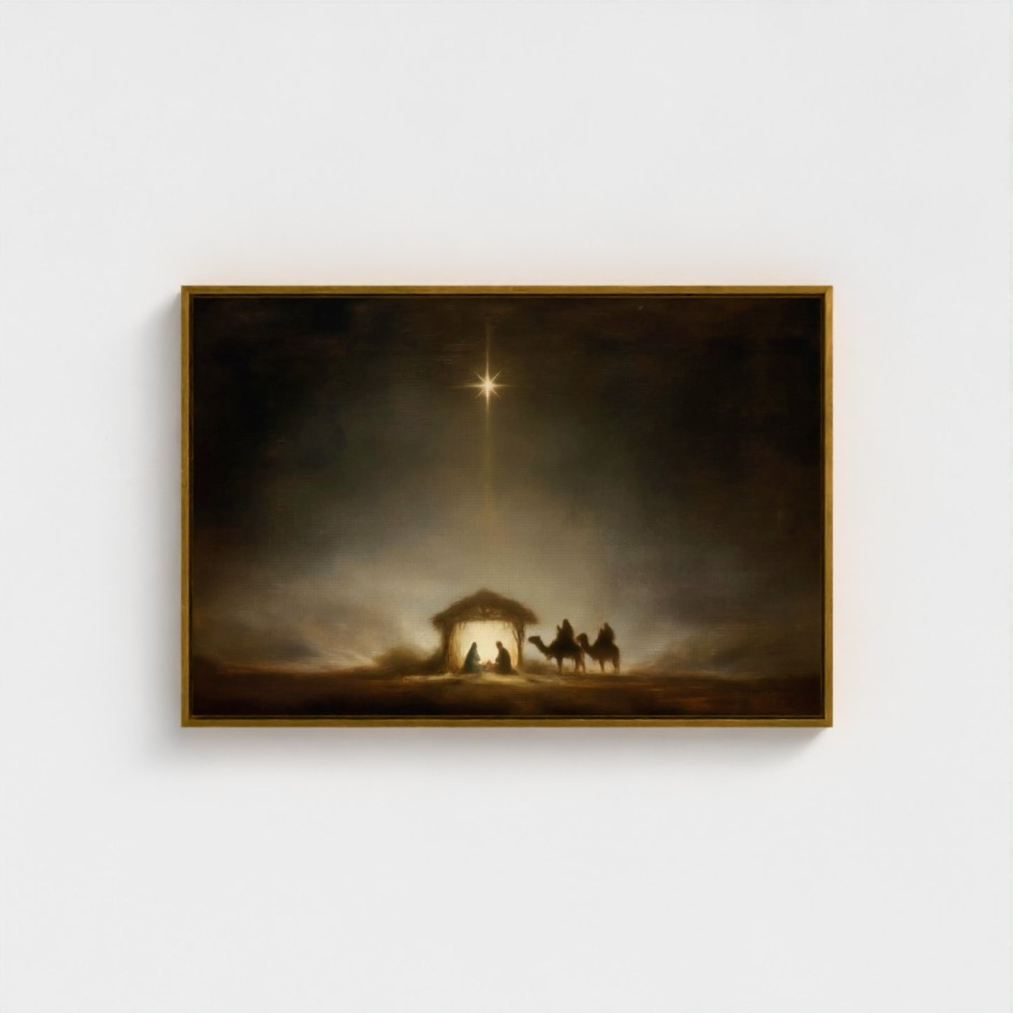 Estrella de Belén de la Noche Santa vintage - Lienzo con marco flotante
