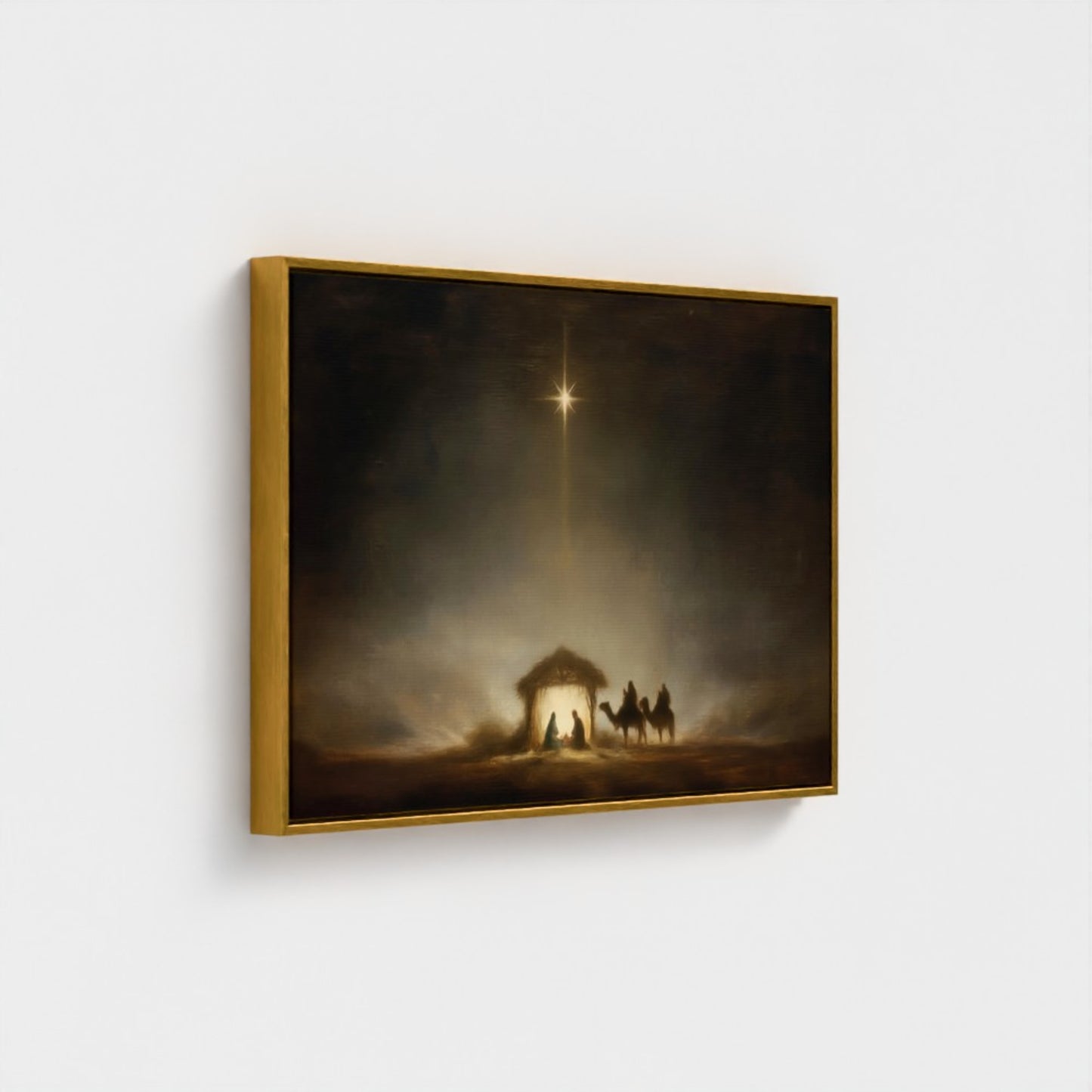 Estrella de Belén de la Noche Santa vintage - Lienzo con marco flotante