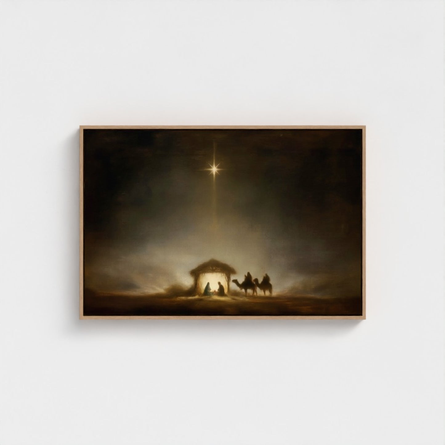 Estrella de Belén de la Noche Santa vintage - Lienzo con marco flotante