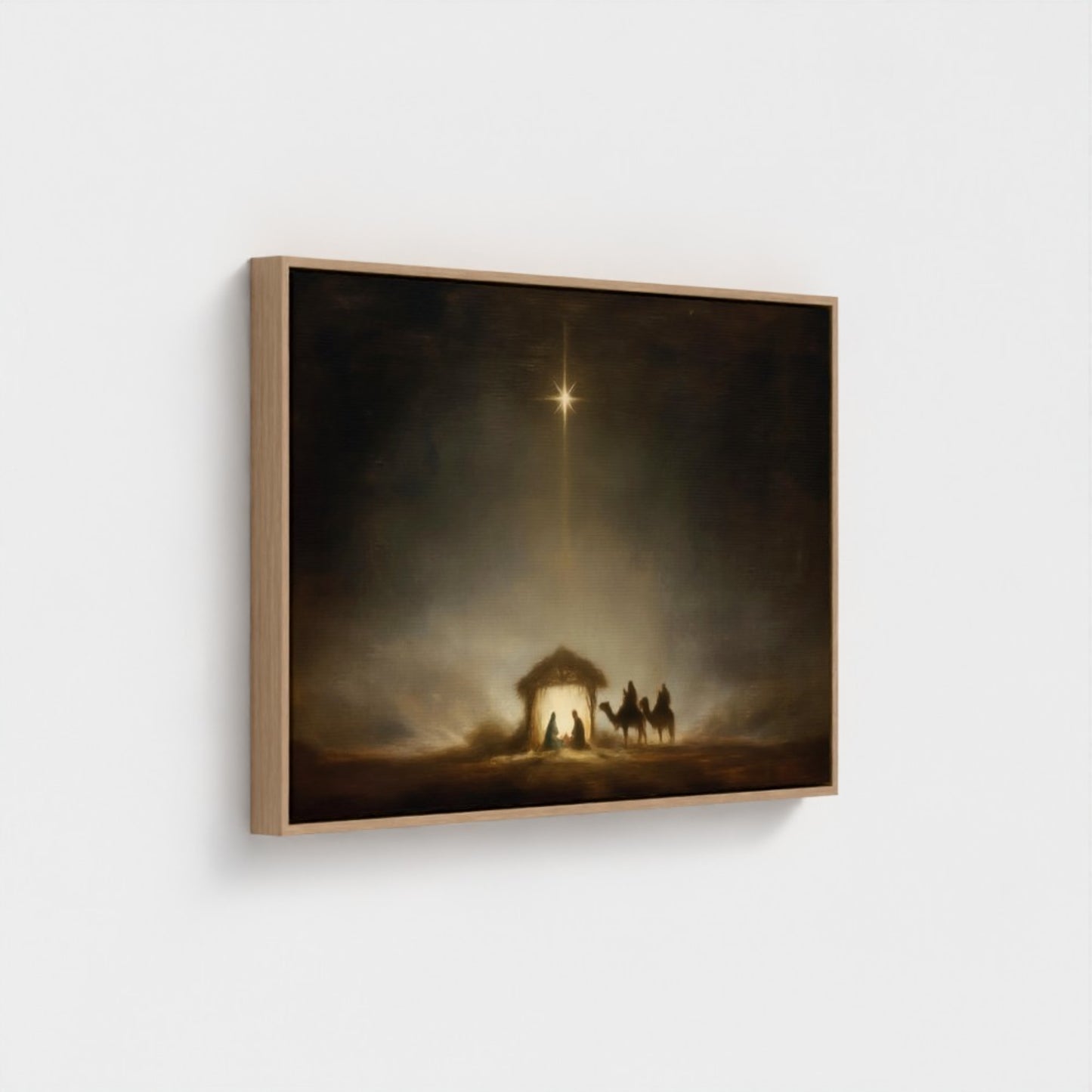 Estrella de Belén de la Noche Santa vintage - Lienzo con marco flotante