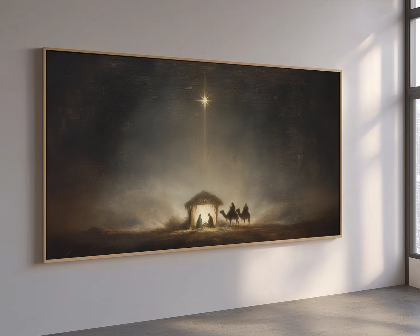 Estrella de Belén de la Noche Santa vintage - Lienzo con marco flotante