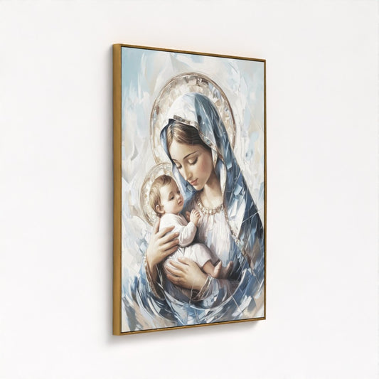 Virgen María y el Niño Jesús - Lienzo con marco flotante
