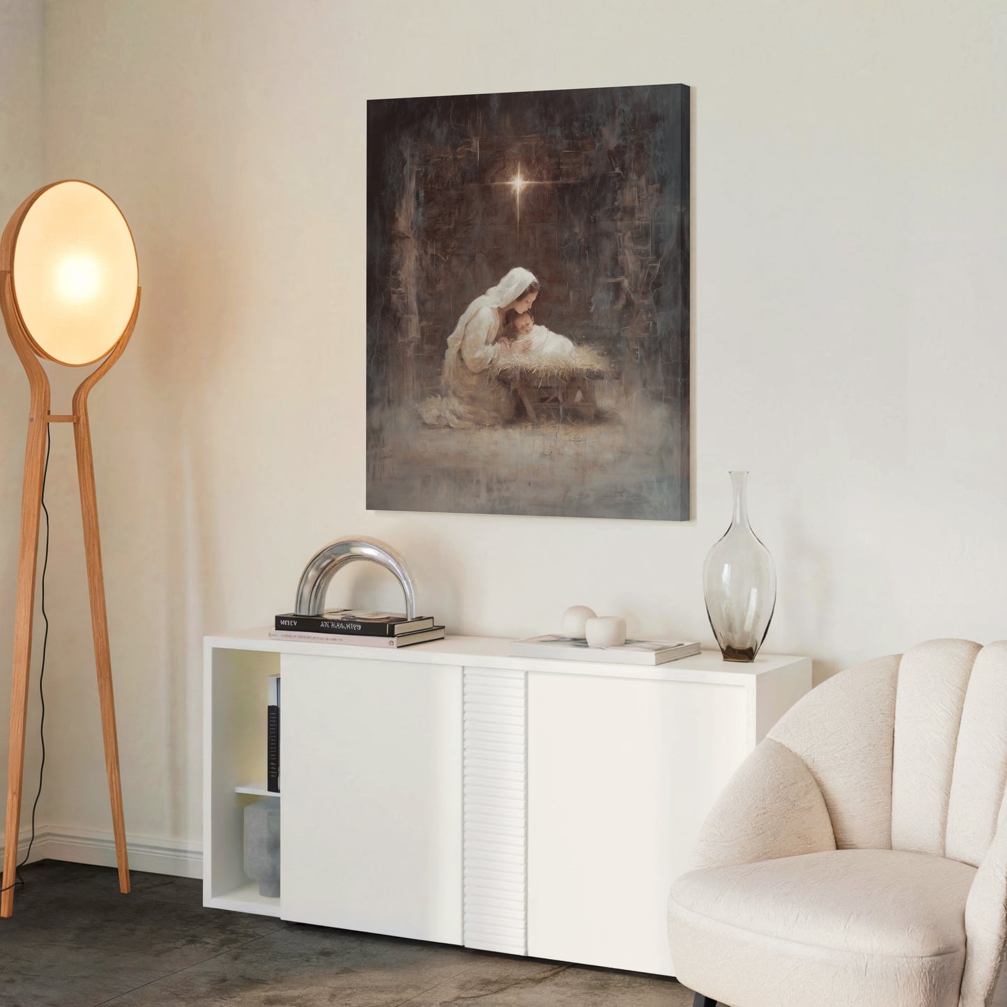 Virgen María y el Niño Jesús Vintage - Lienzo estirado