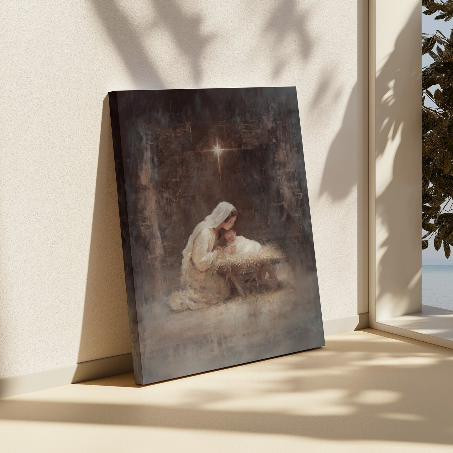 Virgen María y el Niño Jesús Vintage - Lienzo estirado