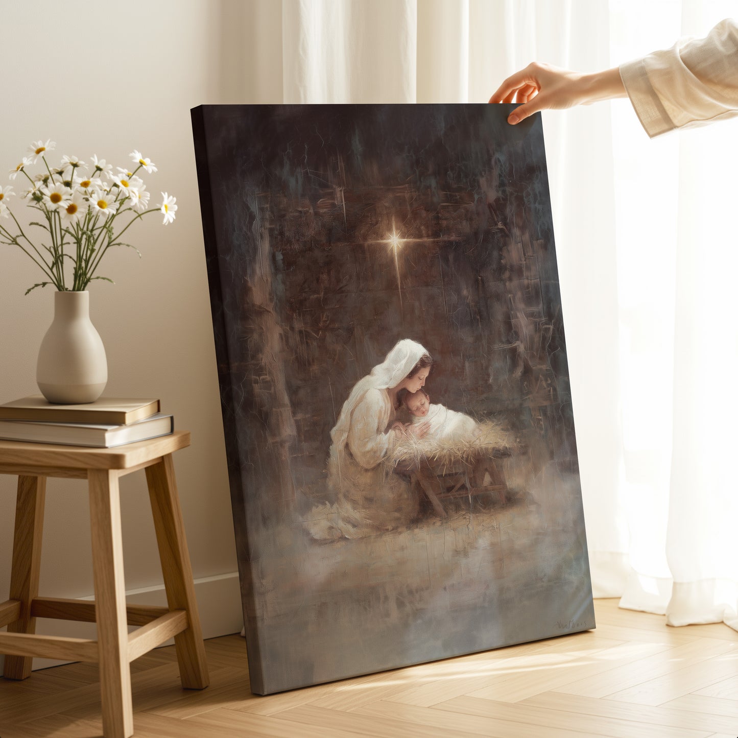 Virgen María y el Niño Jesús Vintage - Lienzo estirado