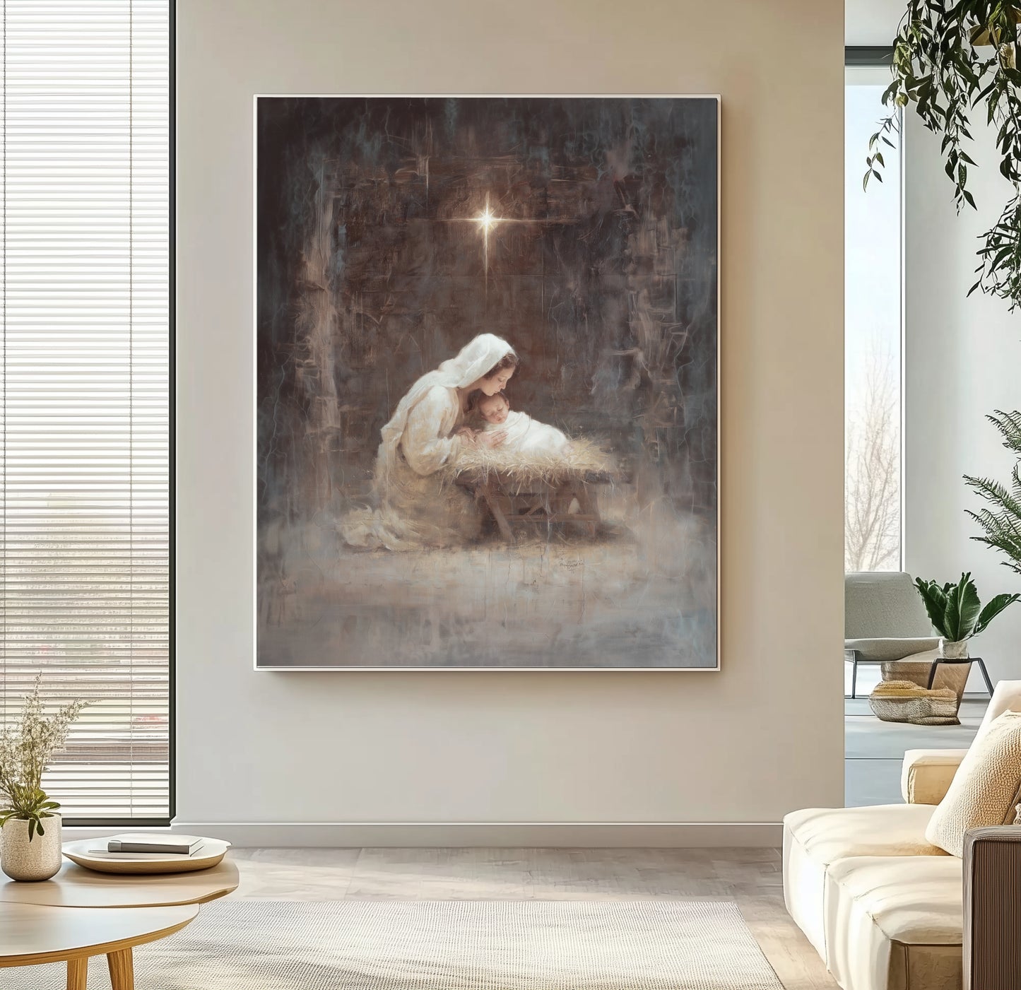 Virgen María y el Niño Jesús Vintage - Lienzo estirado