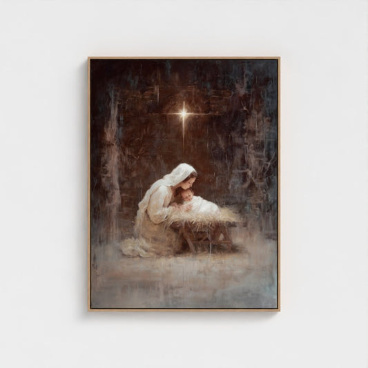 Virgen María y el Niño Jesús Vintage - Lienzo con marco flotante