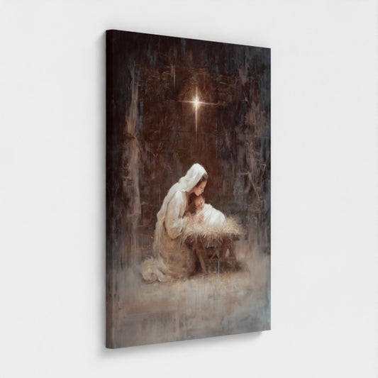 Virgen María y el Niño Jesús Vintage - Lienzo estirado