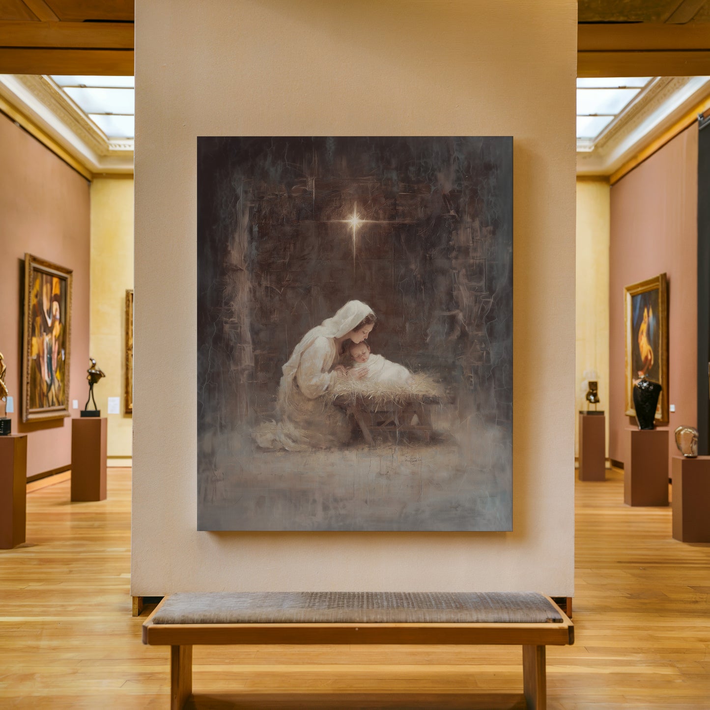 Virgen María y el Niño Jesús Vintage - Lienzo estirado